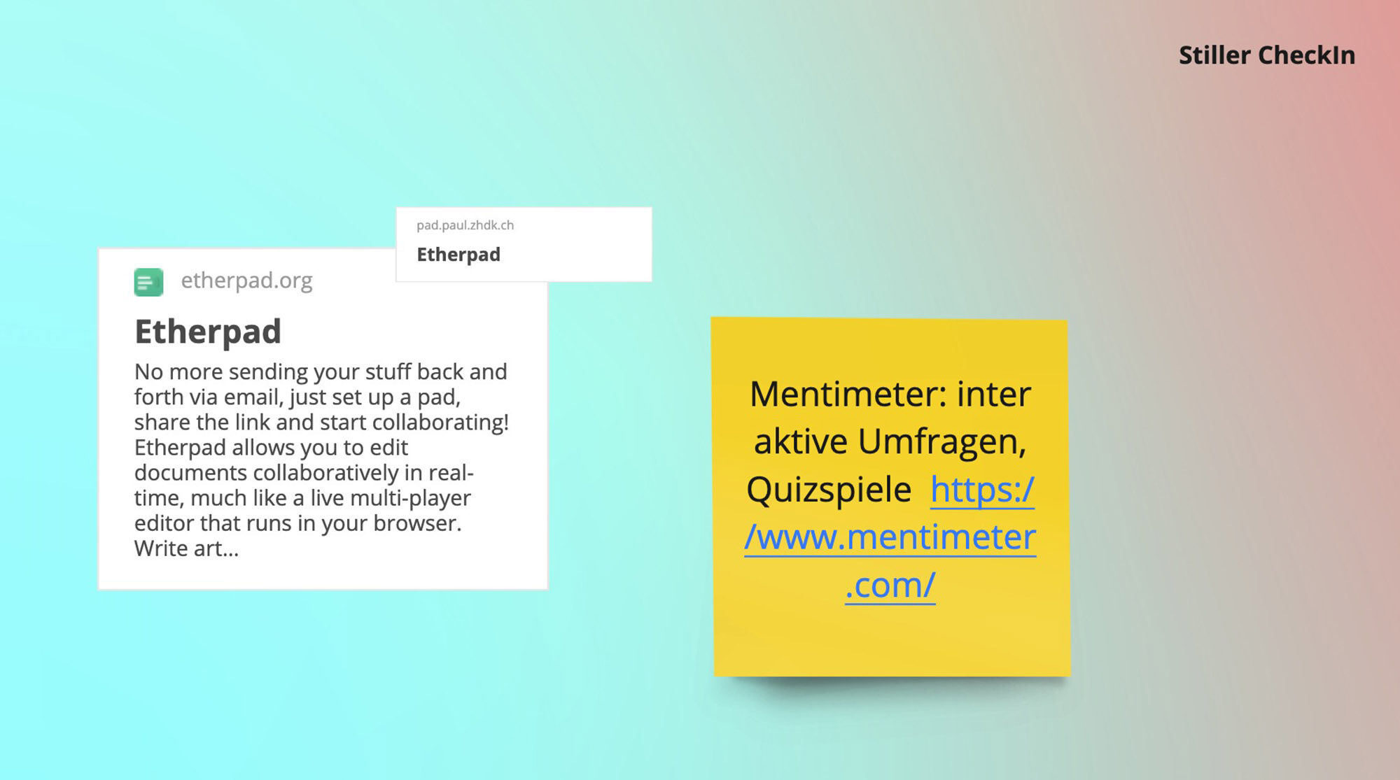 Stille CheckIn Methoden und Tools